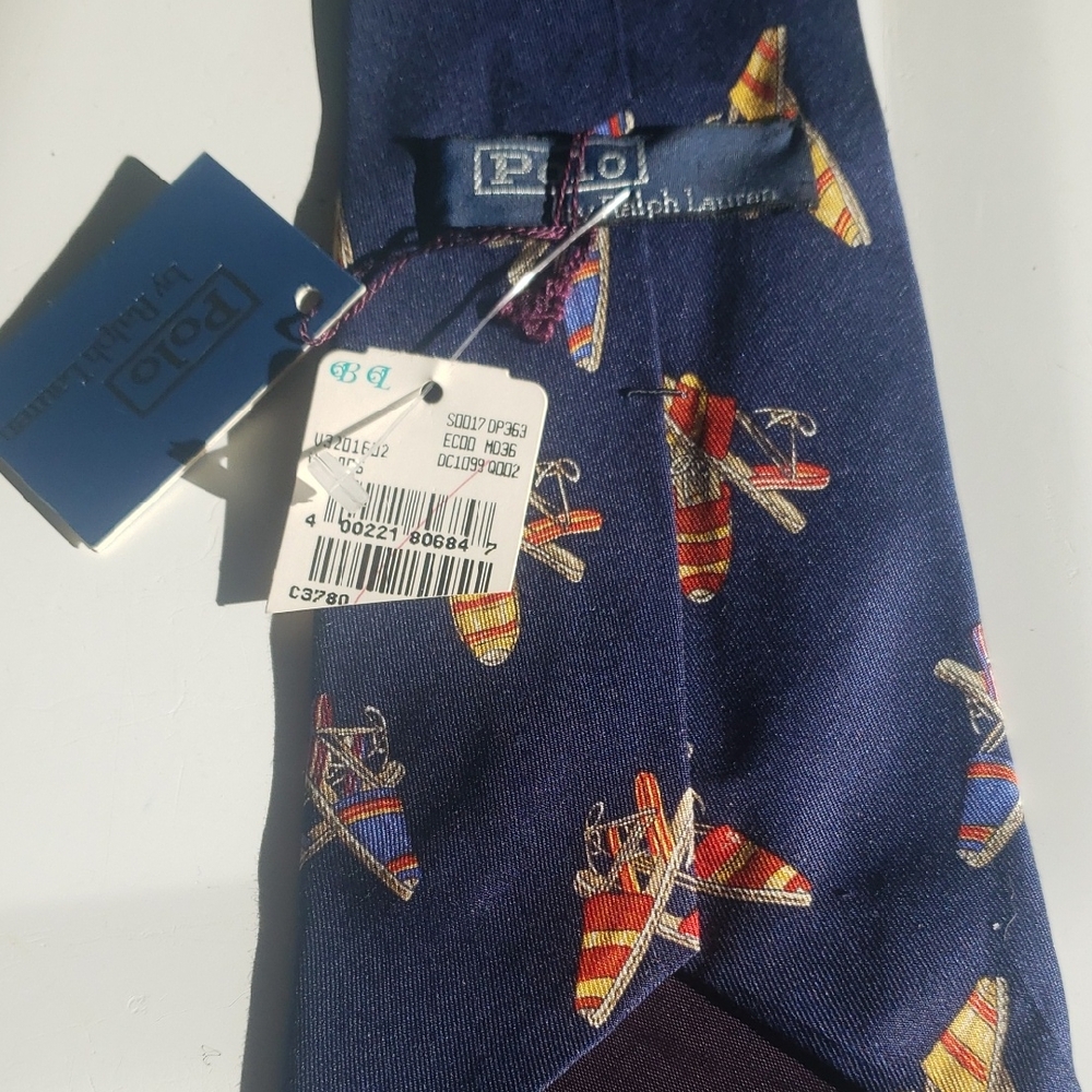 Polo by Ralph Lauren Navy Tie with Espadrille Shoe Design